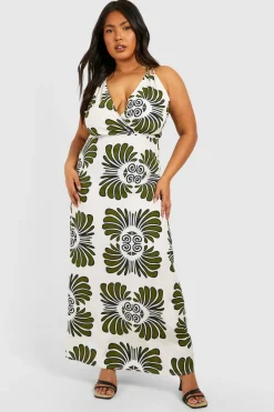 Dresses^Nasty Gal Plus Woven Scarf Print Strappy V Neck Maxi Dress |