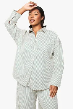 Stripes^Nasty Gal Plus Woven Stripe Oversized Shirt |