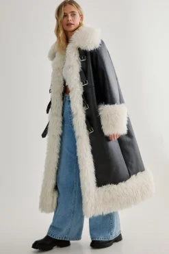 Jackets^Nasty Gal Plush Collar Bonded Maxi Aviator |