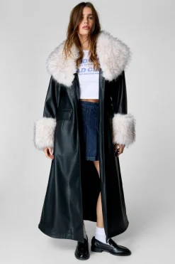Jackets^Nasty Gal Plush Tipped Fur Maxi Coat |
