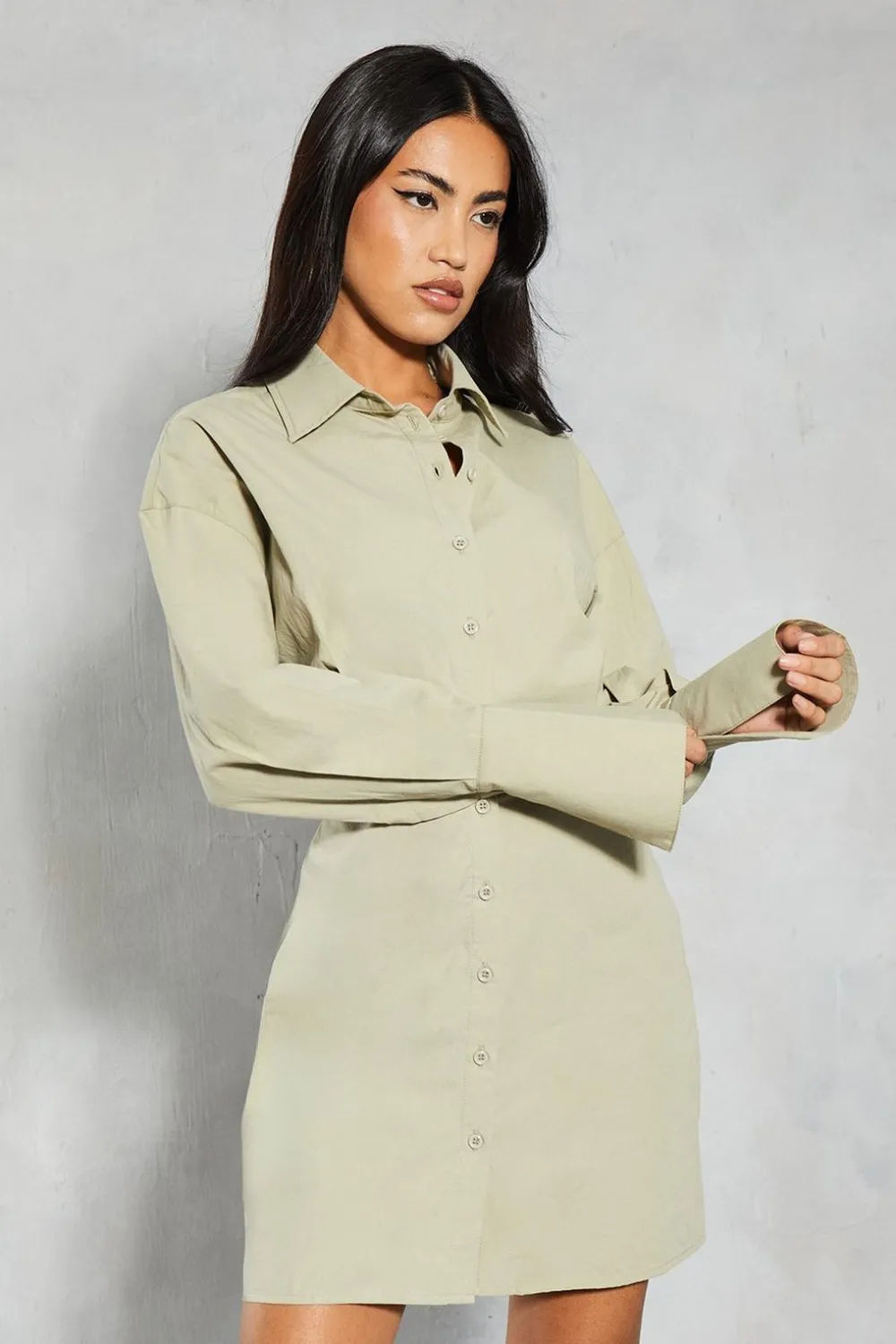 Dresses^Nasty Gal Poplin Fitted Mini Shirt Dress |
