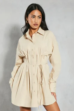 Dresses^Nasty Gal Poplin Pleated Detail Shirt Dress |