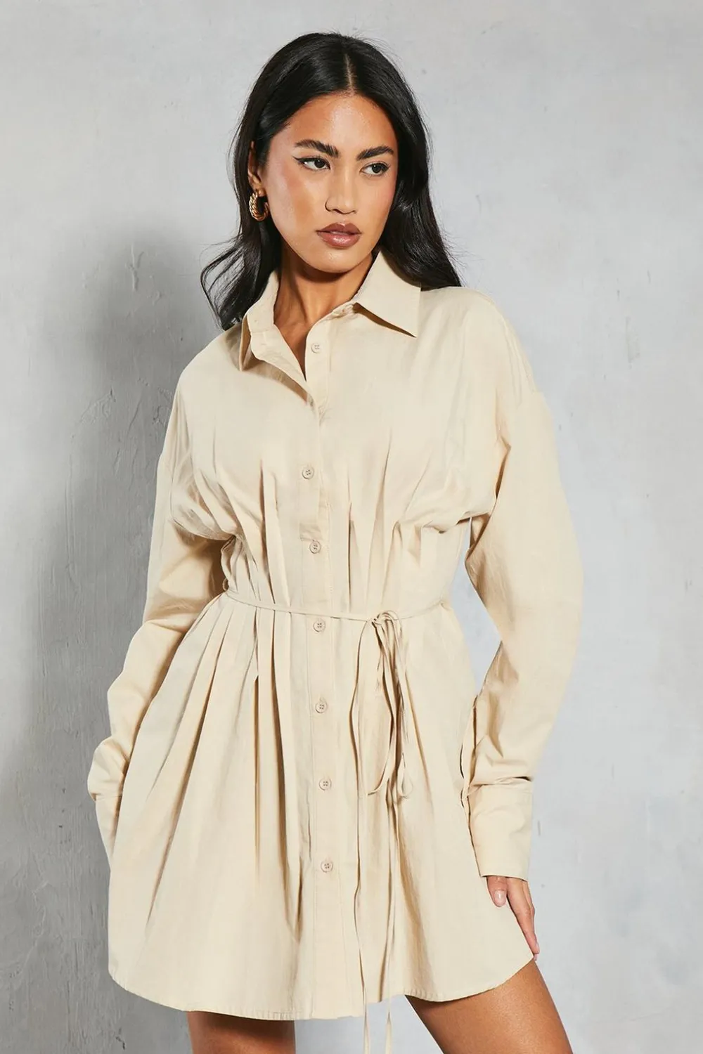 Dresses^Nasty Gal Poplin Pleated Detail Shirt Dress |