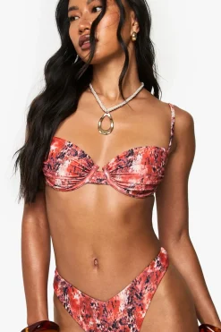 Bikinis|Swimwear^Nasty Gal Premium Abstract Print Underwired Balcony Bikini Top |