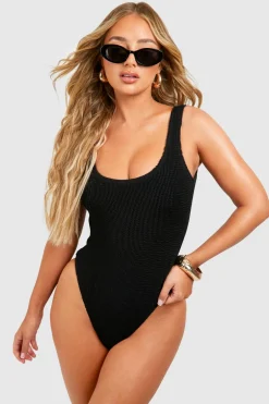 Swimsuits|Swimwear^Nasty Gal Premium Crinkle Square Neck Swimsuit |
