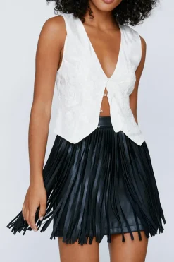 Fringing|Boho Clothing^Nasty Gal Premium Faux Leather Fringe Mini Skirt |