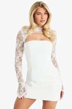 Dresses^Nasty Gal Premium High Neck lace Structured Mini Dress |