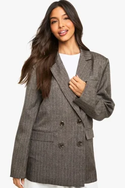 Stripes|Blazers^Nasty Gal Premium Pinstripe Double Breasted Blazer |