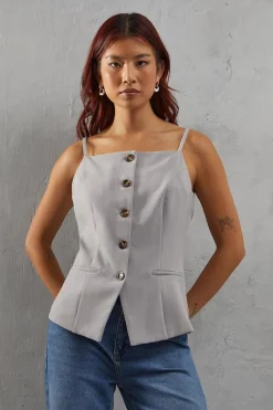 Stripes|Jackets^Nasty Gal Premium Pinstripe Strappy Waistcoat |