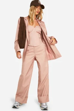 Stripes|Pants^Nasty Gal Premium Pinstripe Turn Cuff Wide Leg Trousers |