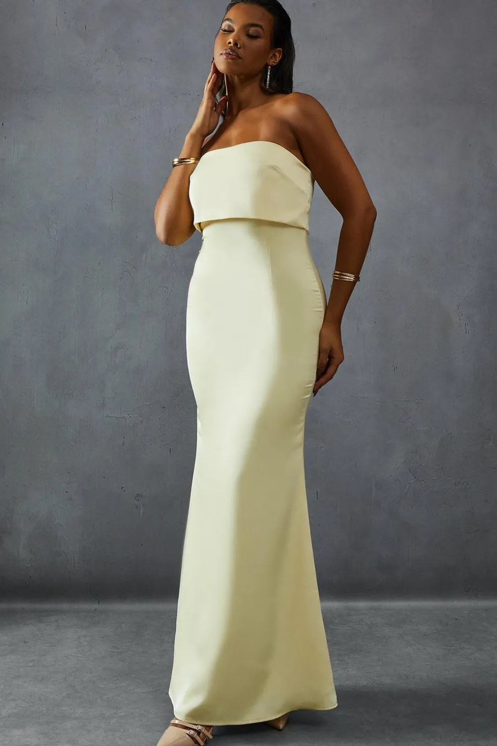 Dresses^Nasty Gal Premium Satin Bandeau Overlay Bridesmaid Dress |