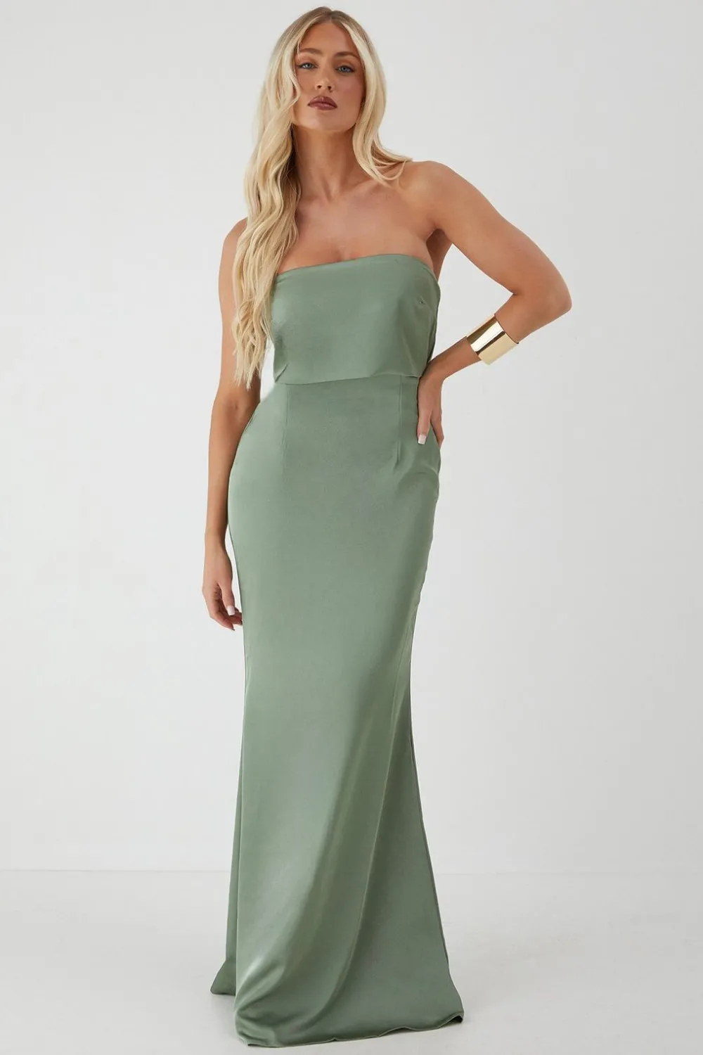 Dresses^Nasty Gal Premium Satin Bandeau Overlay Bridesmaid Dress |