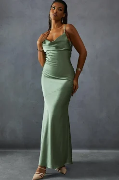 Dresses^Nasty Gal Premium Satin Bow Back Bias Cut Bridesmaid Dress |