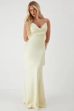 Dresses^Nasty Gal Premium Satin Bow Back Bias Cut Bridesmaid Dress |