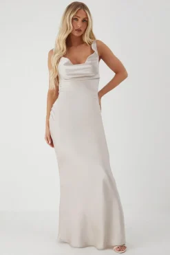 Dresses^Nasty Gal Premium Satin Cowl Neck Fishtail Maxi Dress |