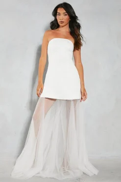 Dresses^Nasty Gal Premium Satin Detachable Tulle Skirt Bandeau Maxi Dress |