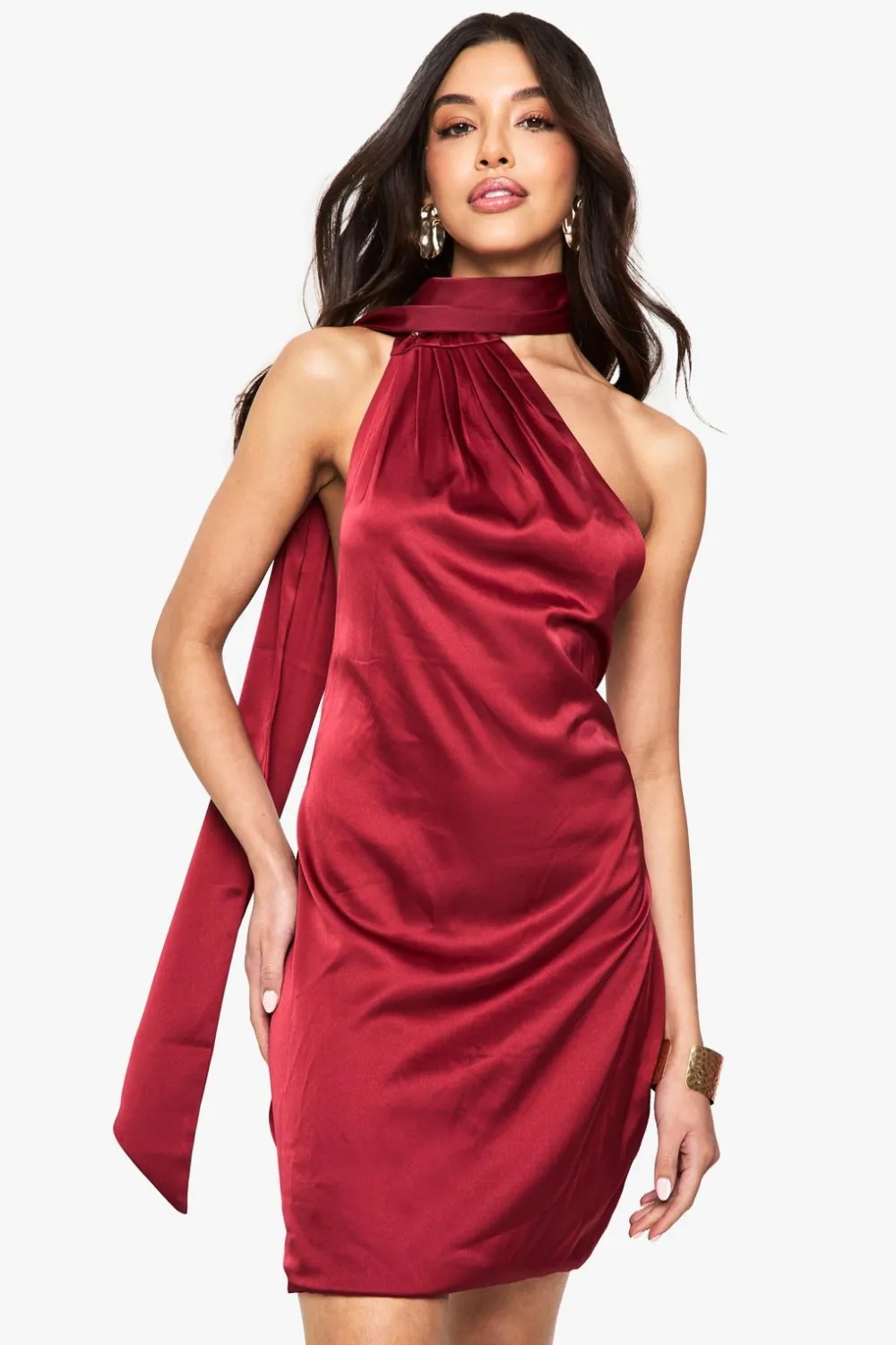 Dresses^Nasty Gal Premium Satin Scarf Detail Mini Dress |
