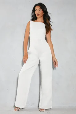 Jumpsuits|Jumpsuits^Nasty Gal Premium Satin Sleeveless Bow Back Straight Leg Jumpsuit |
