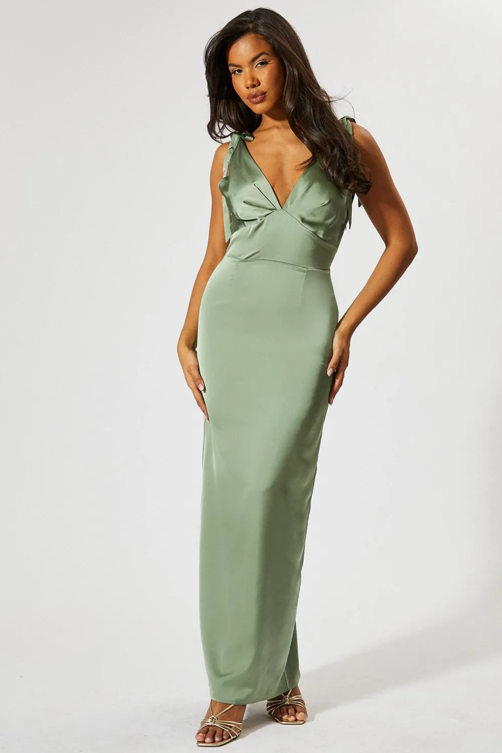 Dresses^Nasty Gal Premium Satin Tie Shoulder Bridesmaid Dress |