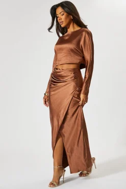 Two Piece Sets|Two Piece Sets^Nasty Gal Premium Satin Top & Skirt Co ord |