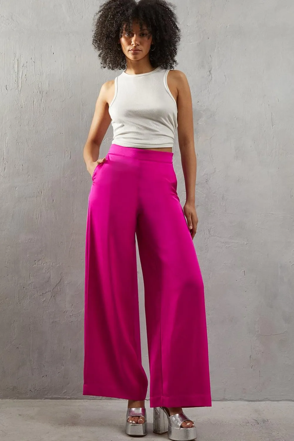 Pants^Nasty Gal Premium Satin Wide Leg Trouser |