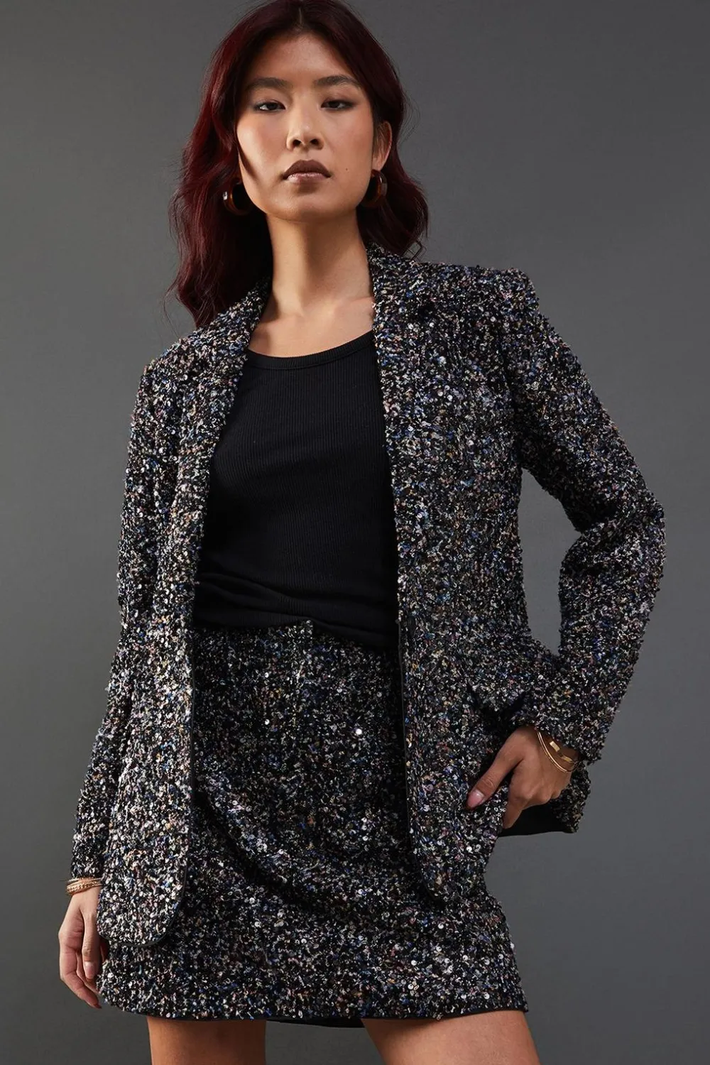 Sequin Outfits|Blazers^Nasty Gal Premium Sequin Boucle Blazer |