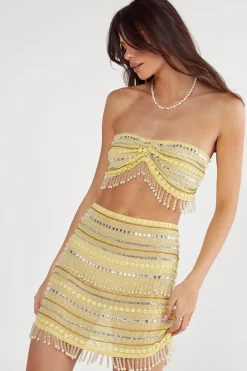 Festival Outfits|Festival Outfits^Nasty Gal Premium Shell Beaded Tassel Bandeau and Mini Skirt Set |