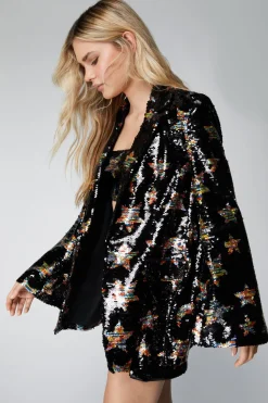 Sequin Outfits|Disco Outfits^Nasty Gal Premium Star Sequin Blazer |