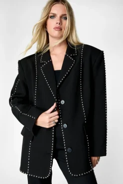 Clubbing Outfits|Going Out Jackets^Nasty Gal Premium Studded Oversized Blazer |