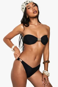 Bikinis|Swimwear^Nasty Gal Premium Swim Hammered Trim V Front Bikini Bottom |