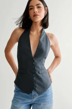 Bridal Shower Outfits|Bridal Shop^Nasty Gal Premium Tailored Backless Vest |