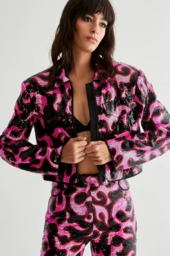 Sequin Outfits|Cowgirl^Nasty Gal Premium Western Sequin Trucker Jacket |