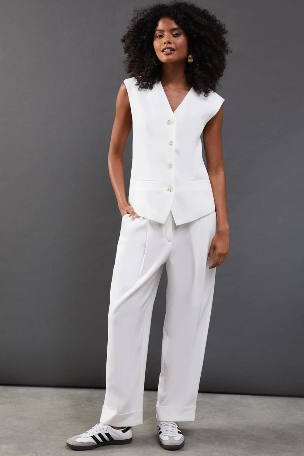 Pants^Nasty Gal Premium Wide Leg Turn Up High Waisted Trouser |