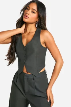 Tops^Nasty Gal Premium Woven Cross Back Detail Waistcoat |