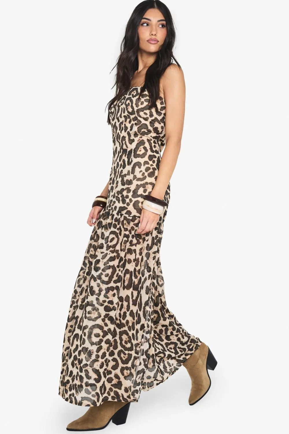 Dresses^Nasty Gal Printed Chiffon Bandeau Maxi Dress |