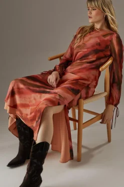 Maxi Dresses|Dresses^Nasty Gal Printed Chiffon Volume Sleeve Maxi Dress |