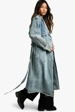 Denim|Denim^Nasty Gal Raw Hem Belted Denim Trench Coat |