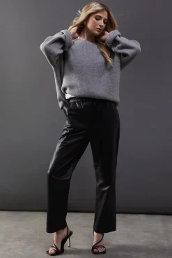 Leather|Pants^Nasty Gal Real Leather Straight Leg Jogger |