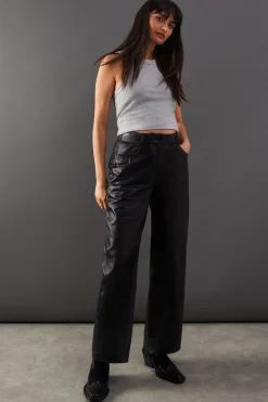 Leather|Pants^Nasty Gal Real Leather Wide Leg Trousers |