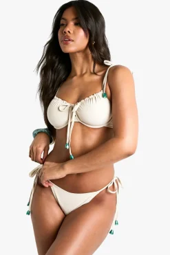 Bikinis|Swimwear^Nasty Gal Resin Stone Trim Underwired Bikini Top & Tie Side Bikini Bottoms Set |