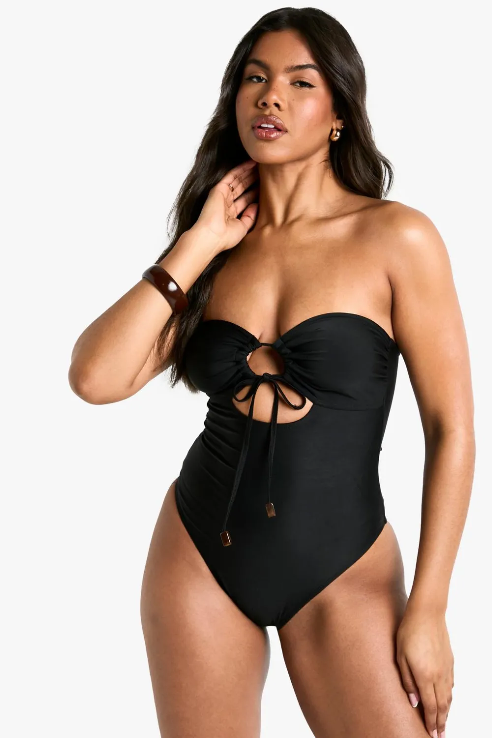 Swimsuits|Swimwear^Nasty Gal Resin Trim Swimsuit |