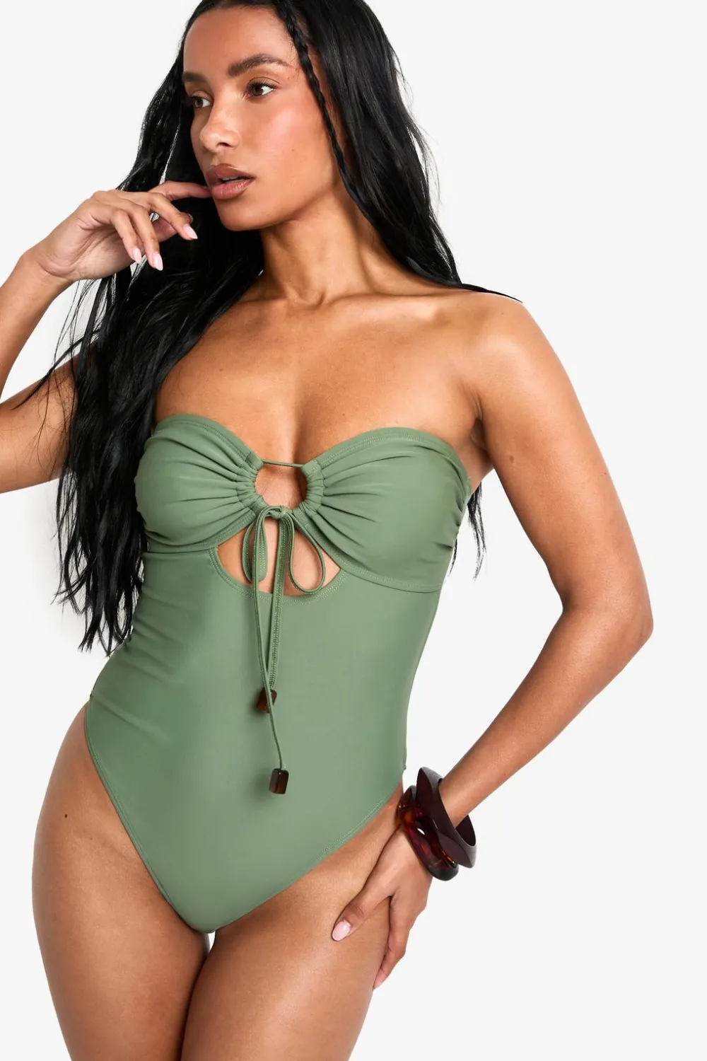 Swimsuits|Swimwear^Nasty Gal Resin Trim Swimsuit |