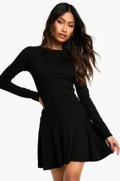 Dresses^Nasty Gal Rib Dropped Hem Skater Dress |