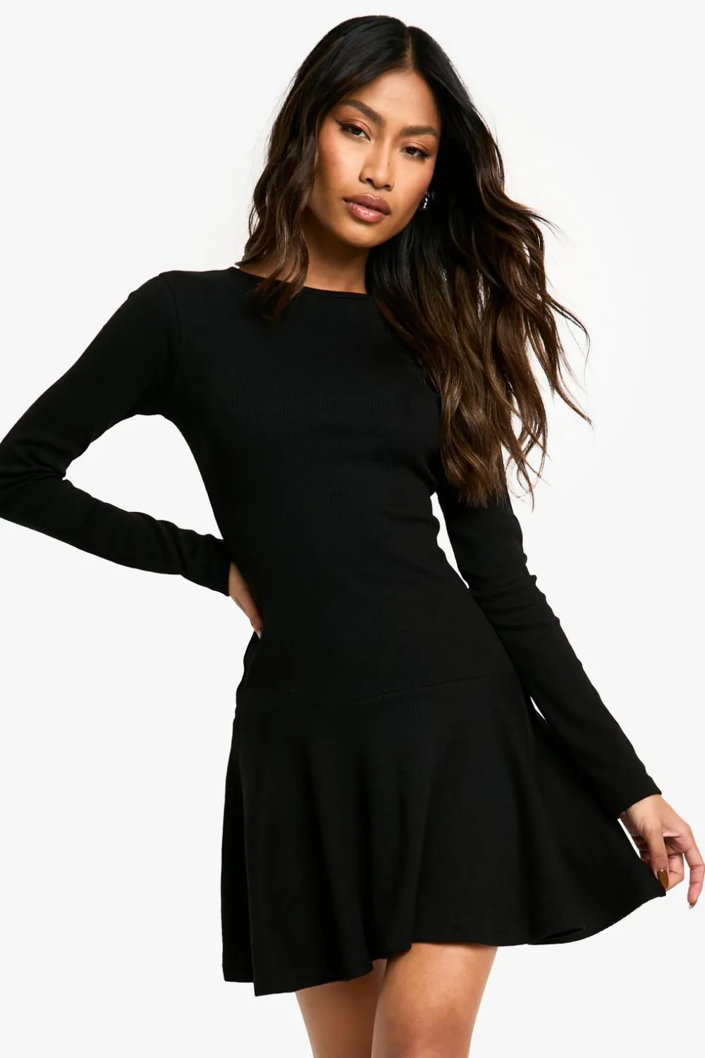 Dresses^Nasty Gal Rib Dropped Hem Skater Dress |