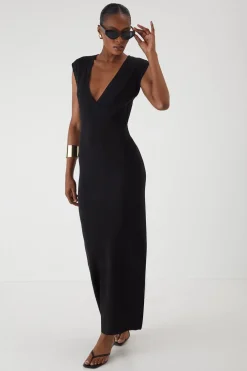 Dresses^Nasty Gal Rib Knit Plunge Sleeveless Vest Fitted Maxi Dress |
