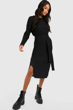 Knitwear^Nasty Gal Rib Knit Tie Waist Midaxi Dress |