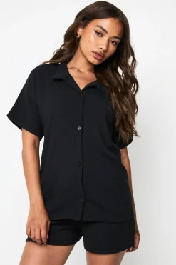 Sleepwear^Nasty Gal Rib Short Sleeve Shirt & Shorts Set |