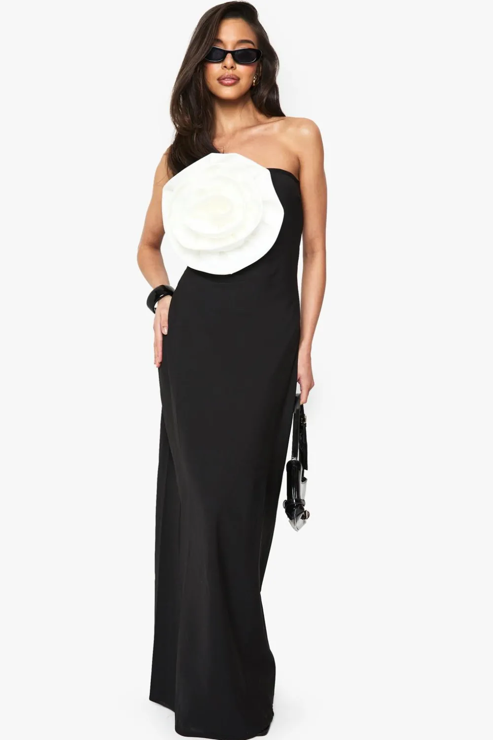 Dresses^Nasty Gal Rose Detail Bandeau Maxi Dress |