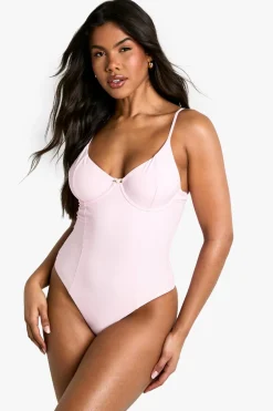 Swimsuits|Swimwear^Nasty Gal Rosebud Trim Underwired Swimsuit |