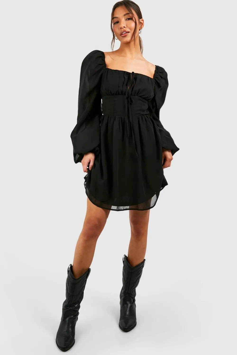 Dresses^Nasty Gal Rouched Bust Mini Milkmaid Dress |